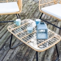 TIGA mobiliário de jardim conjunto em resina tecida 4 lugares - almofadas de creme